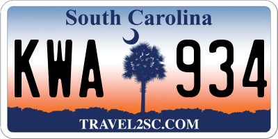 SC license plate KWA934