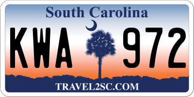 SC license plate KWA972