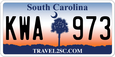 SC license plate KWA973