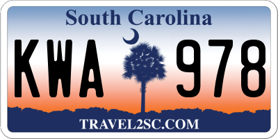 SC license plate KWA978