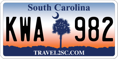 SC license plate KWA982