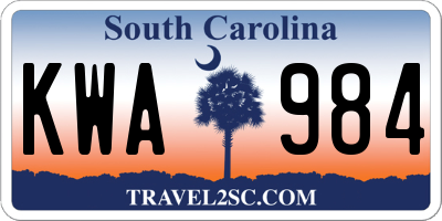 SC license plate KWA984
