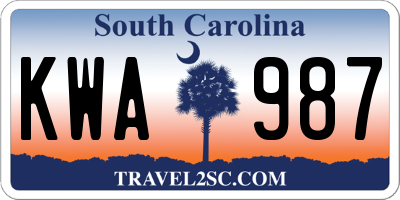 SC license plate KWA987