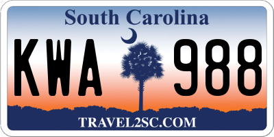 SC license plate KWA988
