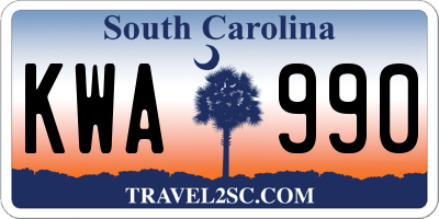 SC license plate KWA990