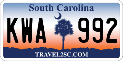SC license plate KWA992