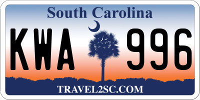SC license plate KWA996