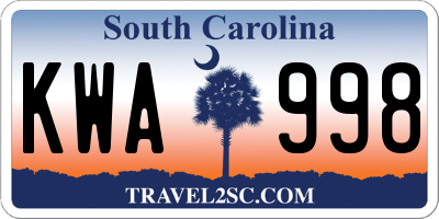 SC license plate KWA998