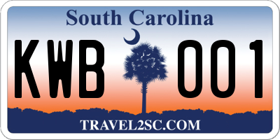 SC license plate KWB001