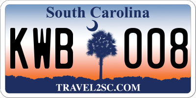 SC license plate KWB008