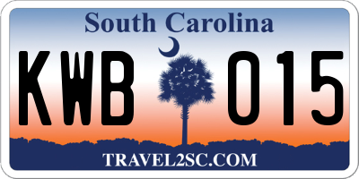 SC license plate KWB015