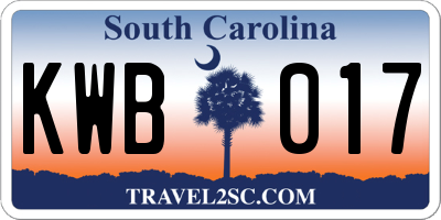 SC license plate KWB017