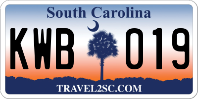 SC license plate KWB019
