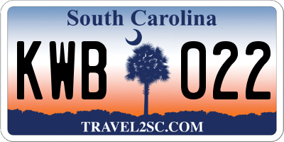 SC license plate KWB022