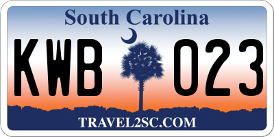 SC license plate KWB023