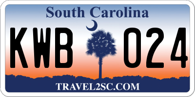 SC license plate KWB024