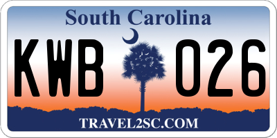 SC license plate KWB026