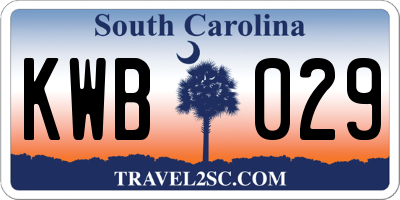 SC license plate KWB029