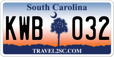 SC license plate KWB032