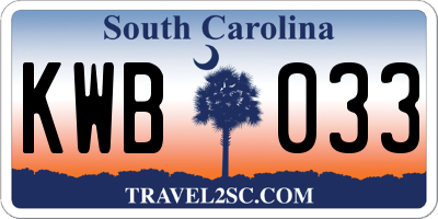 SC license plate KWB033