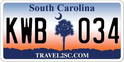 SC license plate KWB034