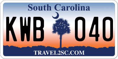 SC license plate KWB040