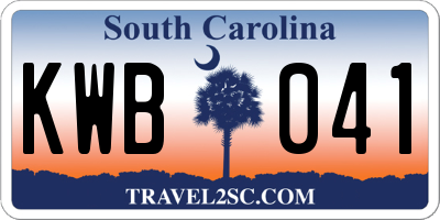 SC license plate KWB041