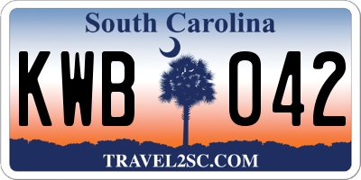 SC license plate KWB042