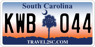 SC license plate KWB044