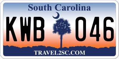SC license plate KWB046