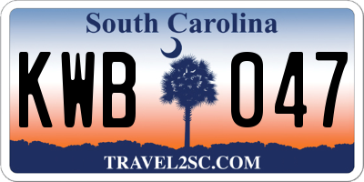 SC license plate KWB047