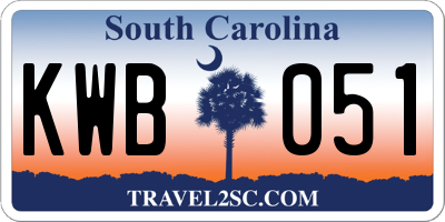 SC license plate KWB051