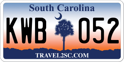SC license plate KWB052