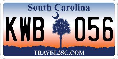 SC license plate KWB056