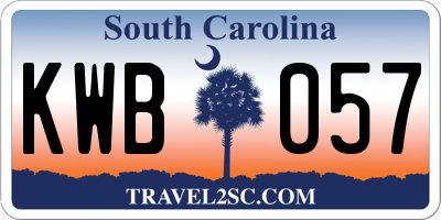 SC license plate KWB057