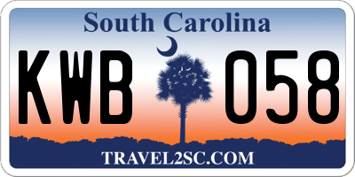 SC license plate KWB058