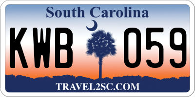 SC license plate KWB059