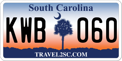 SC license plate KWB060
