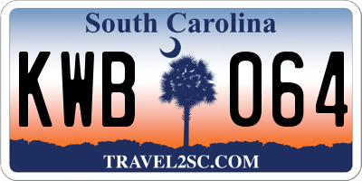SC license plate KWB064