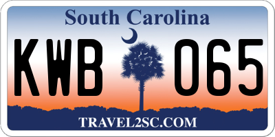 SC license plate KWB065