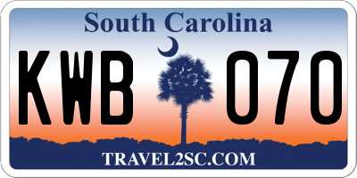 SC license plate KWB070