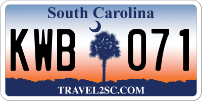 SC license plate KWB071