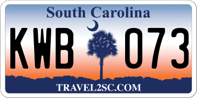 SC license plate KWB073