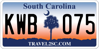SC license plate KWB075