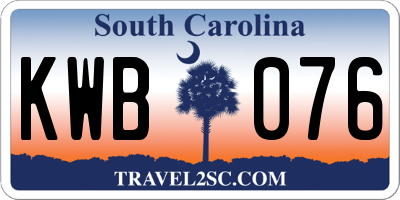 SC license plate KWB076