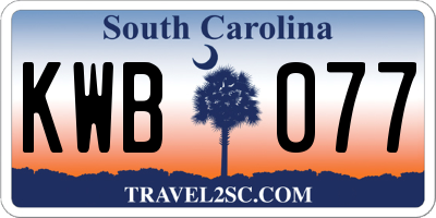 SC license plate KWB077