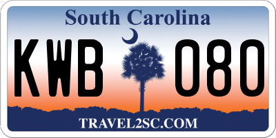 SC license plate KWB080