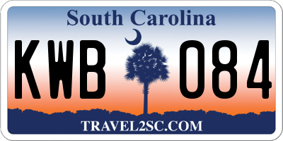 SC license plate KWB084