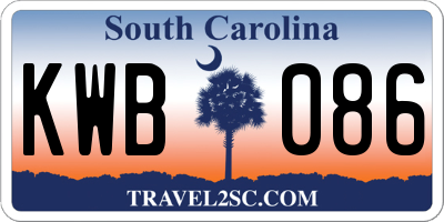 SC license plate KWB086
