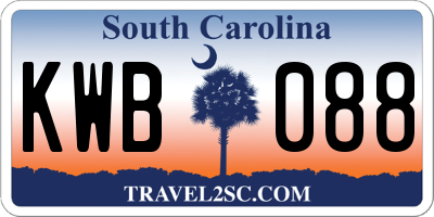SC license plate KWB088